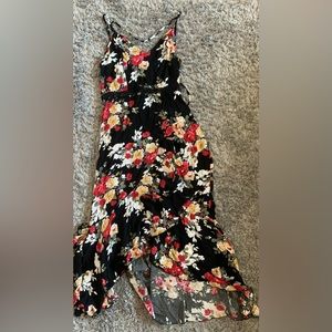 Shein Black Floral Maxi Dress Open Back